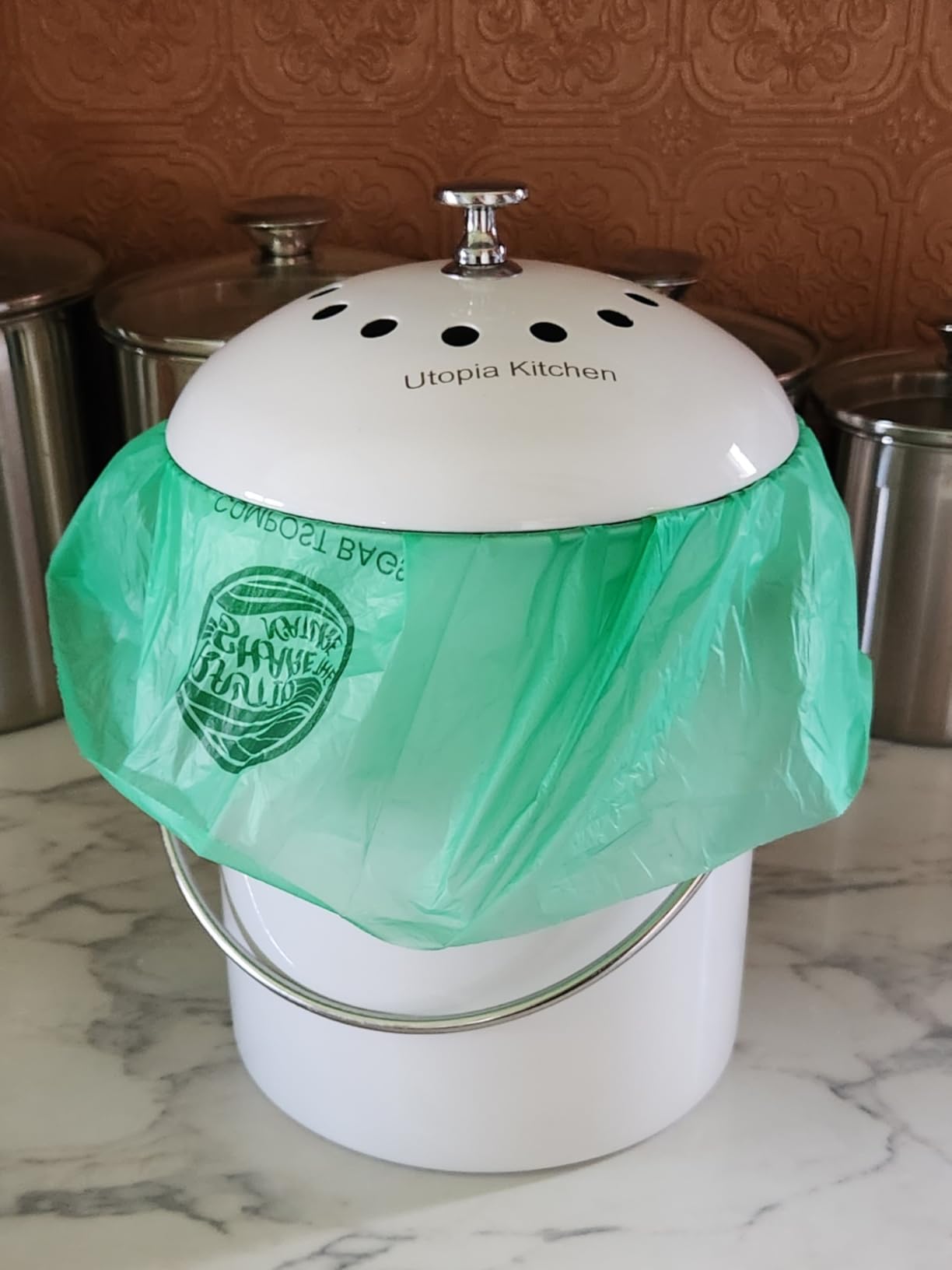 Utopia Kitchen Countertop Compost Bin 1.3 Gallon, Stainless Steel, Silver customer photo 2