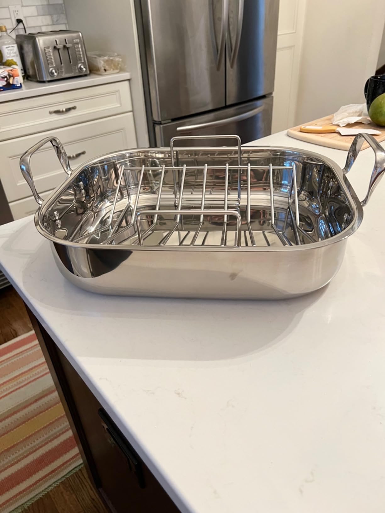 Cooks Standard Classic 14 x 12 Inch Stainless Steel Roaster Pan with V-Shaped Rack, Turkey Roasting Pan with Rack, Large Capacity, Oven and Dishwasher Safe customer photo 2