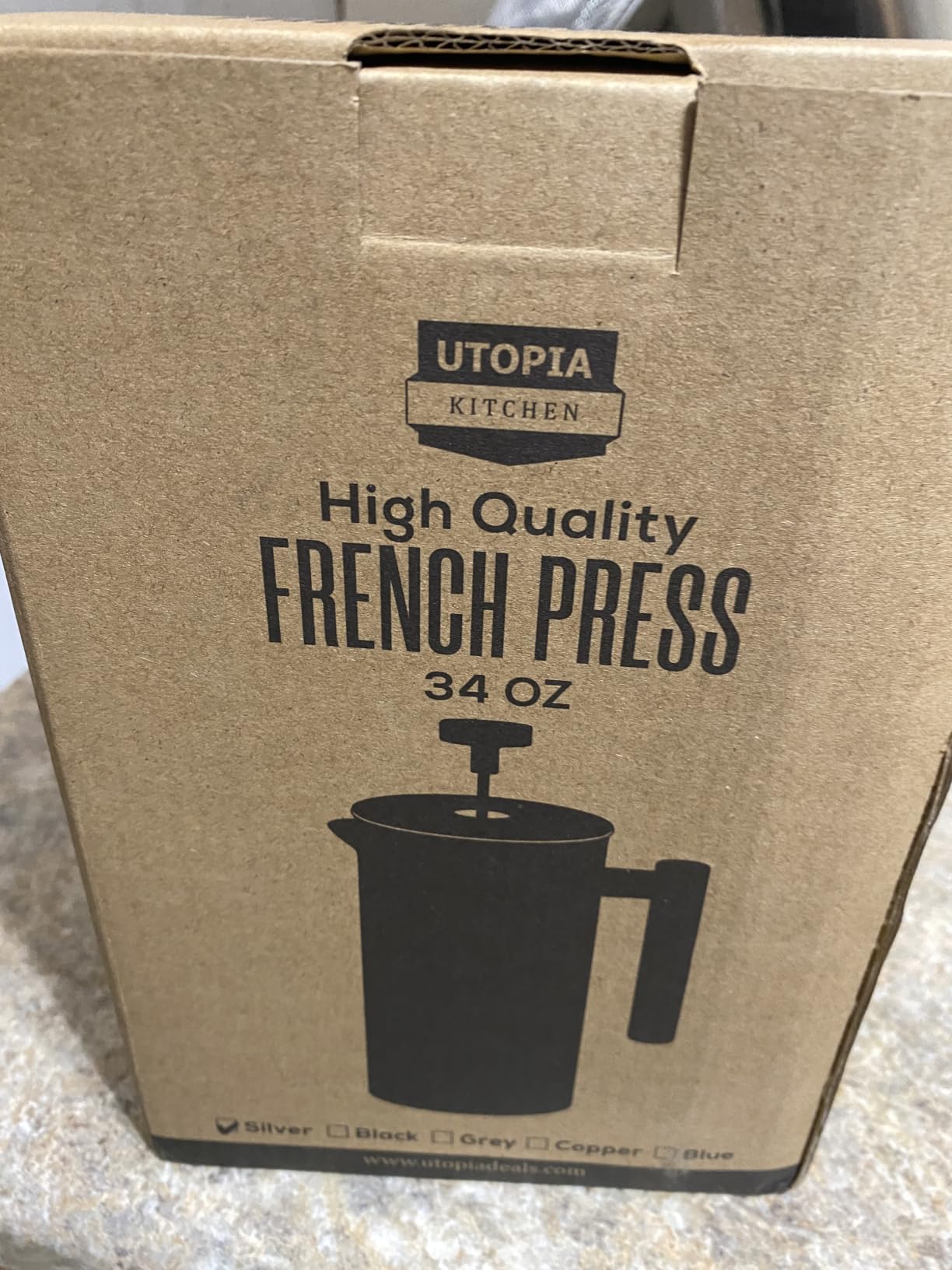Utopia Kitchen 304 Grade Stainless Steel French Press 34 Oz, Silver | Double Wall Insulated Coffee Press with 4-Level Filtration System customer photo 2
