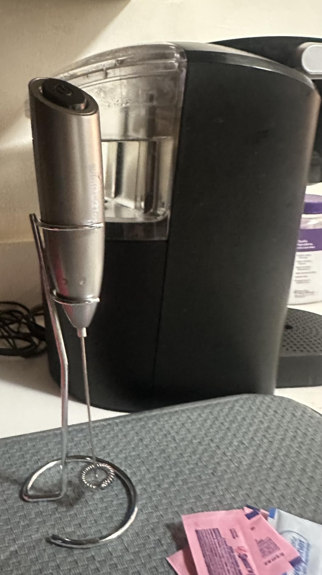 SIMPLETASTE Milk Frother Handheld Electric Foam Maker Battery Operated | Drink Mixer with Stainless Steel Whisk for Cappuccino, Bulletproof Coffee, Latte, Gray, with Stand customer photo 1