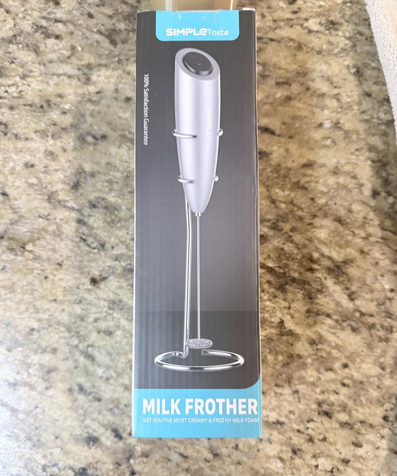 SIMPLETASTE Milk Frother Handheld Electric Foam Maker Battery Operated | Drink Mixer with Stainless Steel Whisk for Cappuccino, Bulletproof Coffee, Latte, Gray, with Stand customer photo 2