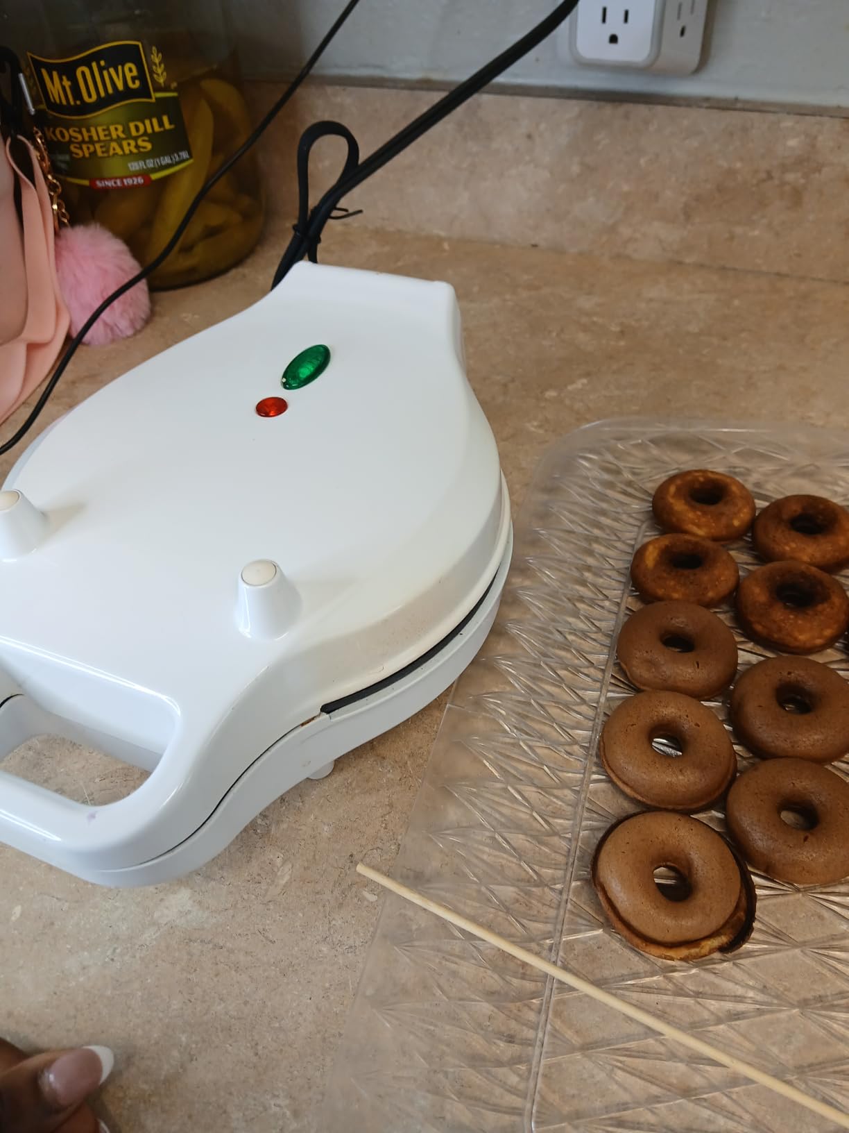 Mini Donut Maker, Small Baking Machine, White, 11