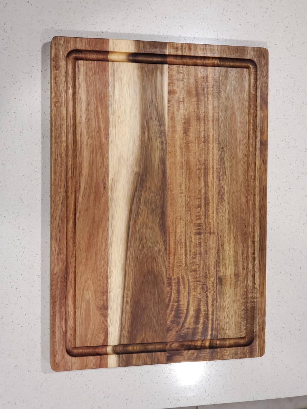 Non-Toxic Acacia Wood Cutting Board, Mineral Oil & Plastic Free, 16x11 in | Petroleum & BPA free. FSC-certified wood. Knife-friendly surface. Beeswax, flaxseed & lemon oil finish. customer photo 1