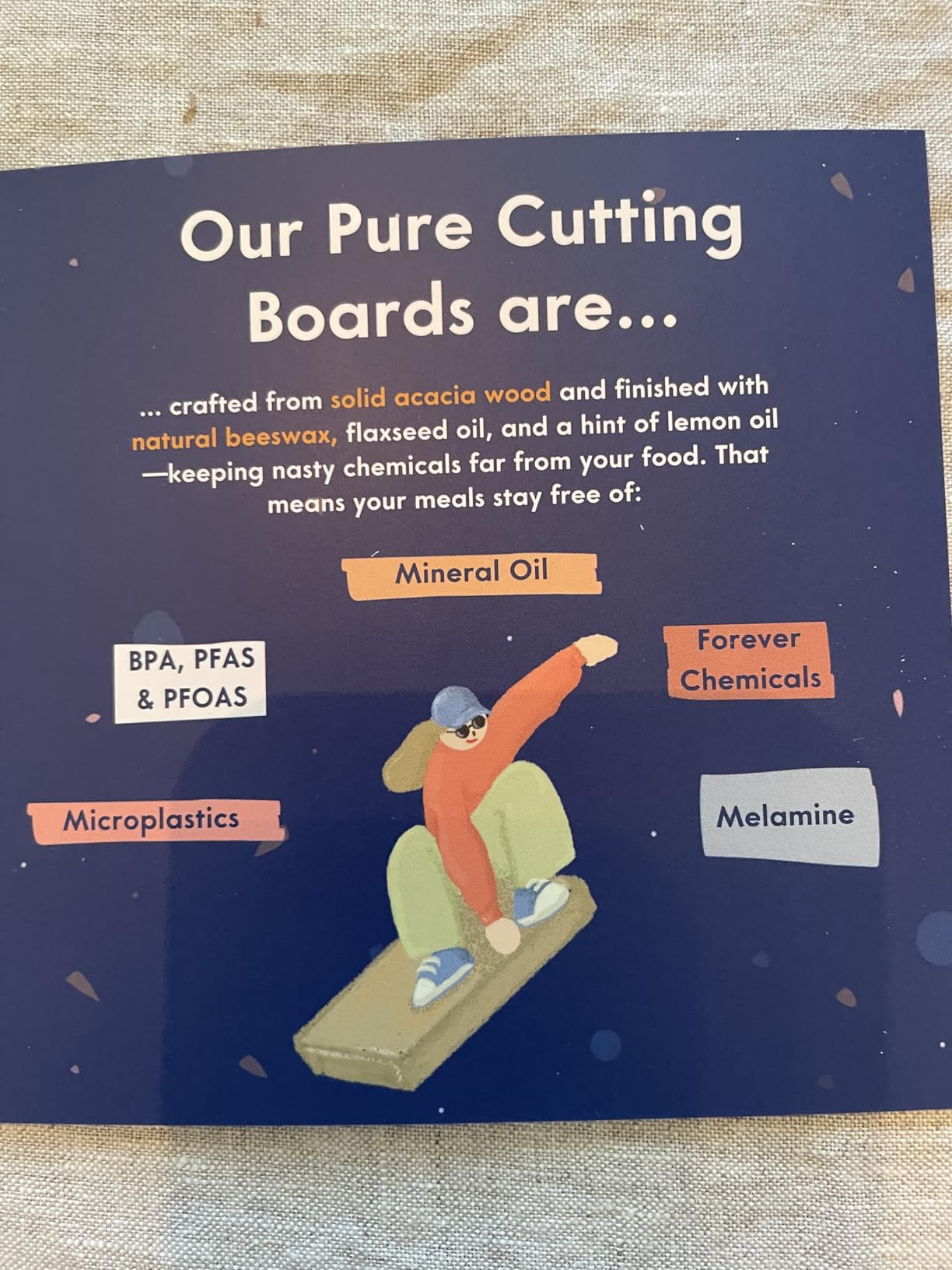 Non-Toxic Acacia Wood Cutting Board, Mineral Oil & Plastic Free, 16x11 in | Petroleum & BPA free. FSC-certified wood. Knife-friendly surface. Beeswax, flaxseed & lemon oil finish. customer photo 2