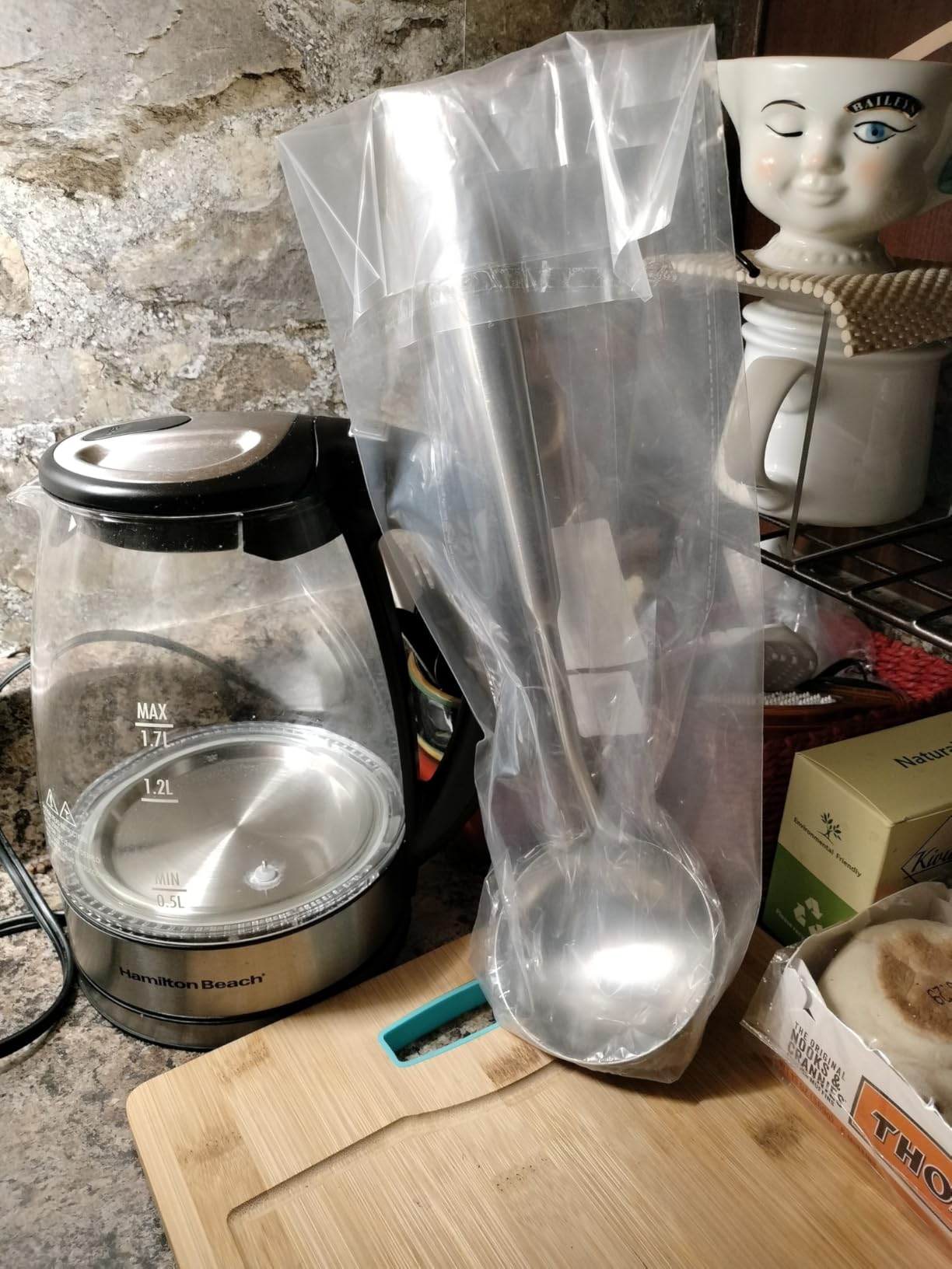 Newness Soup Ladle, [Rustproof, Heat Resistance, Integral Forming] Resilient 304 Stainless Steel Soup Spoon with Vacuum Ergonomic Round Handle, Cooking Spoon for Kitchen, 13.7 Inches customer photo 1