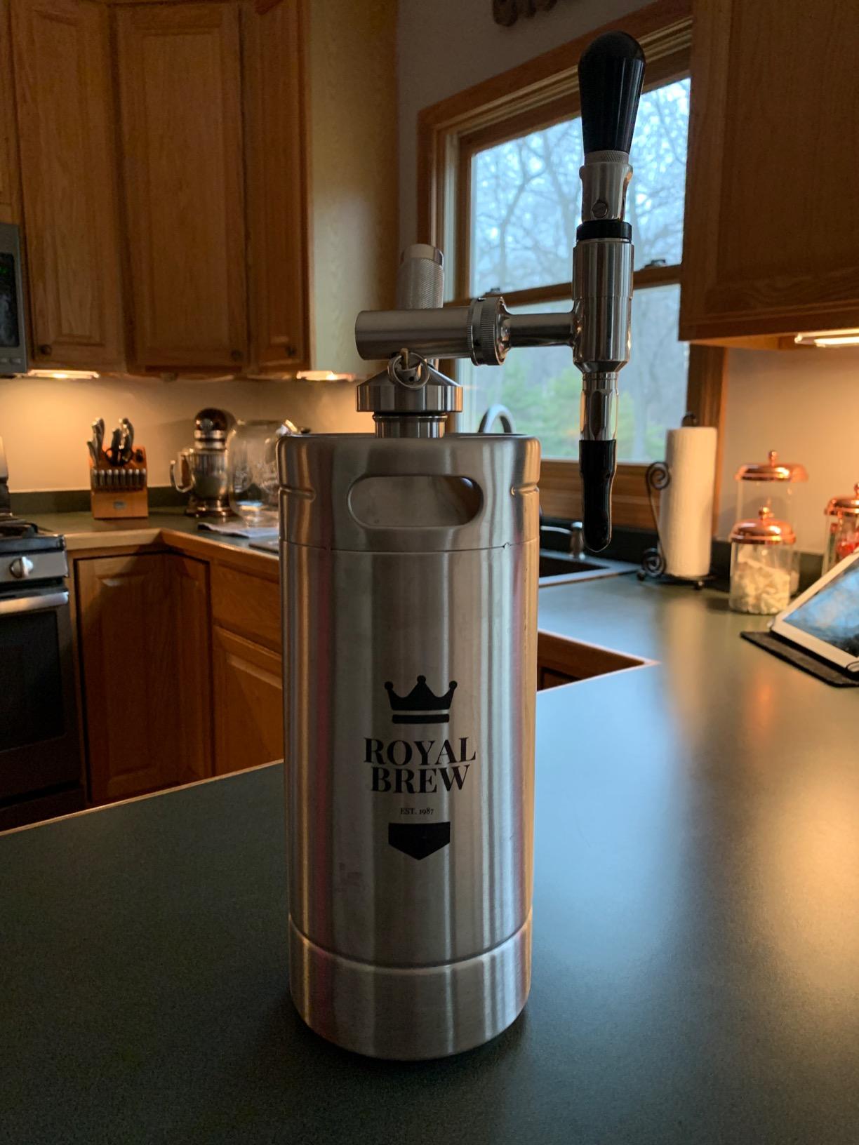 The Original Royal Brew Nitro Cold Brew Coffee Maker - Gift for Coffee Lovers - 128 oz Extra Large Home Keg, Nitrogen Gas System Coffee Dispenser Kit | Stainless Steel Coffee Dispenser Kit with Stout Faucet, Nitrogen Gas Home Nitro Coffee System, Gift for Coffee Lovers customer photo 1