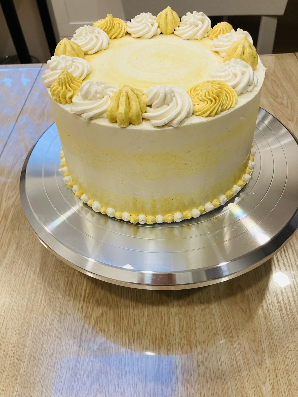 Kootek Aluminium Alloy Revolving Cake Stand 12 Inch Rotating Cake Turntable for Cake, Cupcake Decorating Supplies for Mother's Day customer photo 1