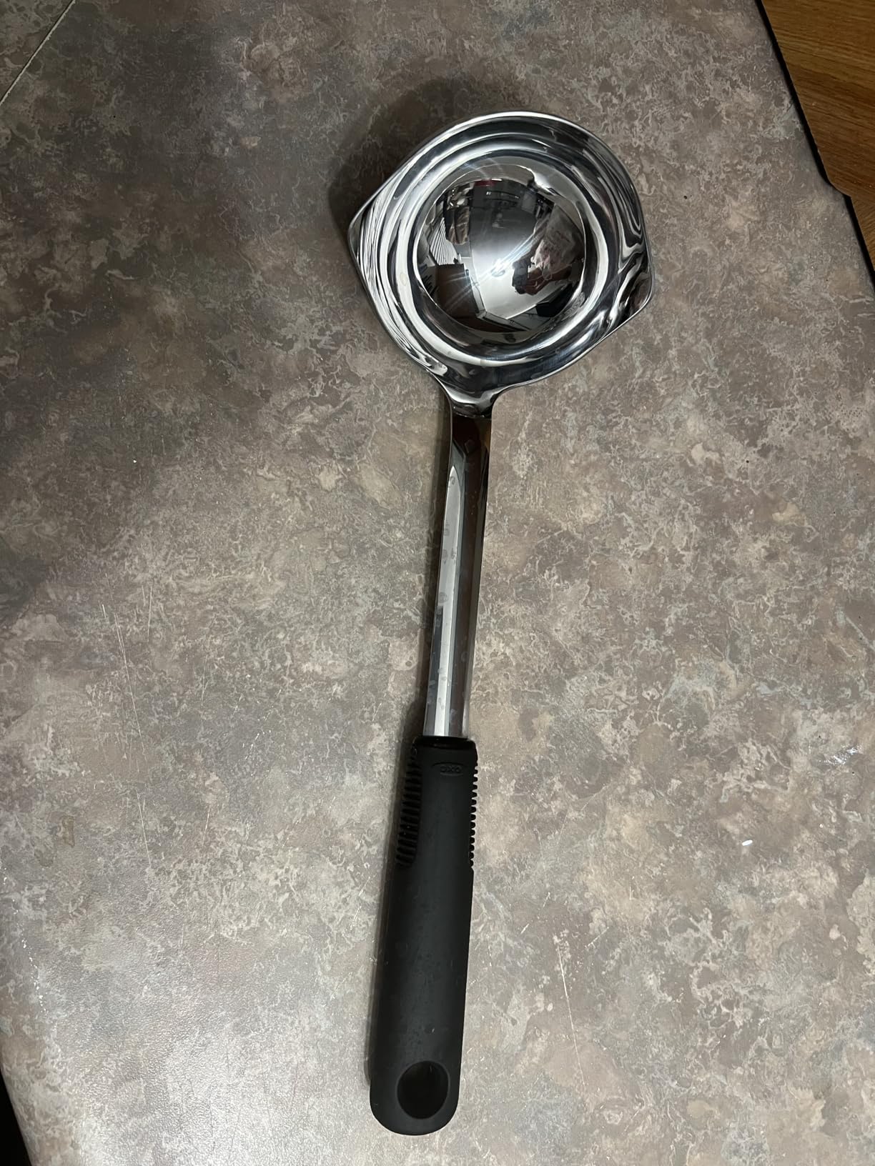 OXO Good Grips Stainless Steel Soup Ladle with Pour Spout | Comfortable Non-Slip Handle, Drip-Free Pour Spout, Dishwasher Safe, Soups, Stews, Sauces, Everyday Cooking customer photo 2