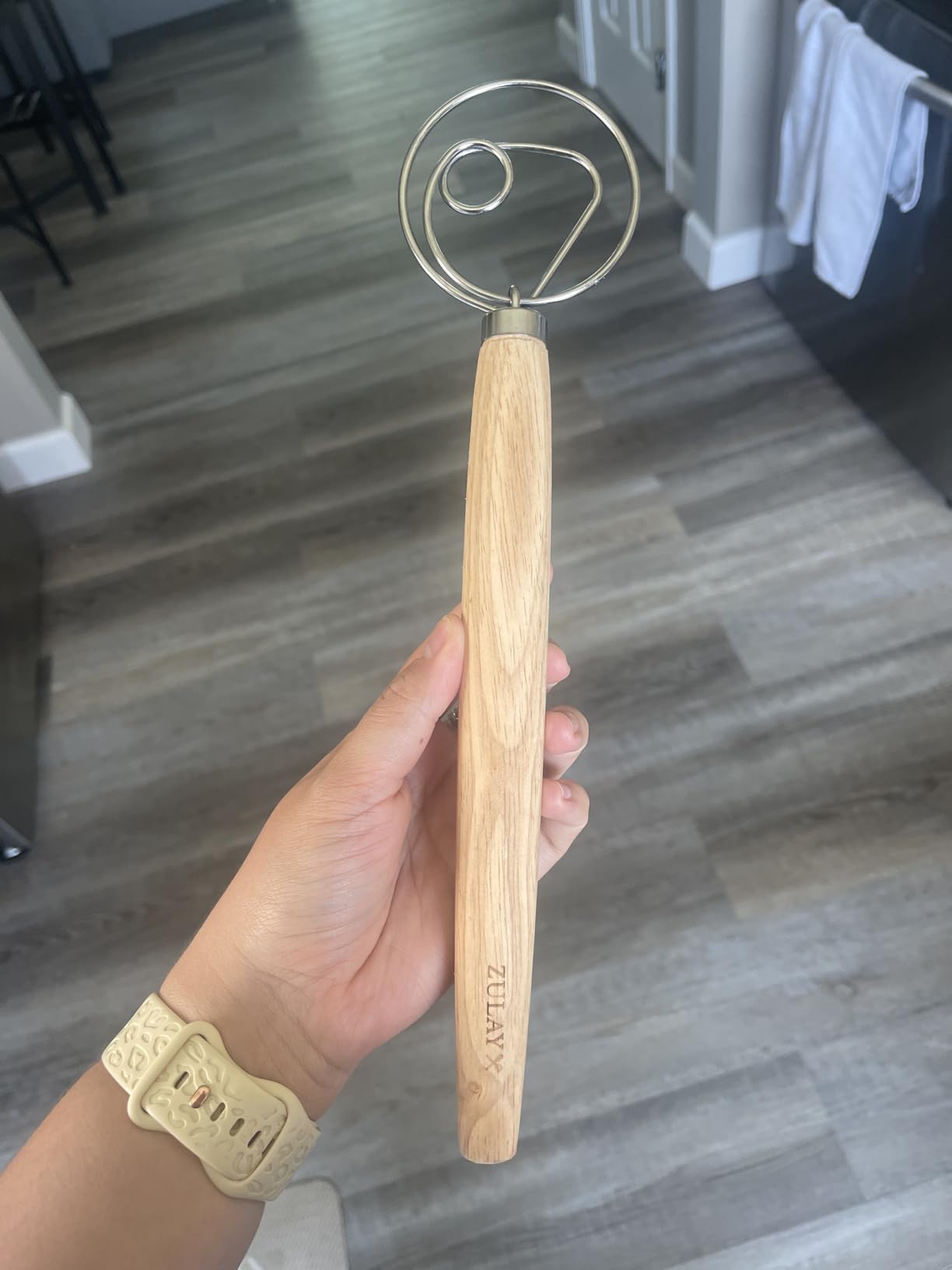 Zulay Kitchen 13-Inch Danish Dough Whisk - Stainless Steel Wooden Whisk with Dough Hook - Sourdough Whisk for Bread, Pizza, Pastry, Cake Batter customer photo 1