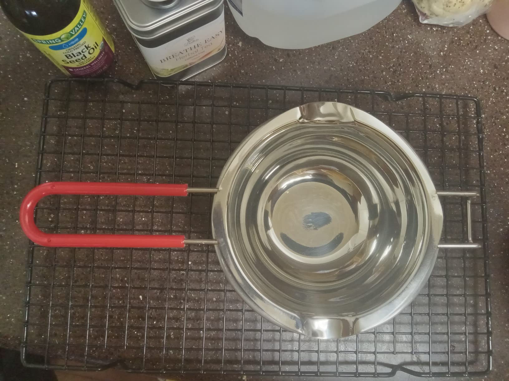 Stainless Steel Double Boiler Melting Pot, Double Boilers for Stove Top | Double Boiler Pot with Heat Resistant Handle, Chocolate Melting Pot for Butter Candy Butter Cheese, Candle Making(450+900ML) customer photo 1