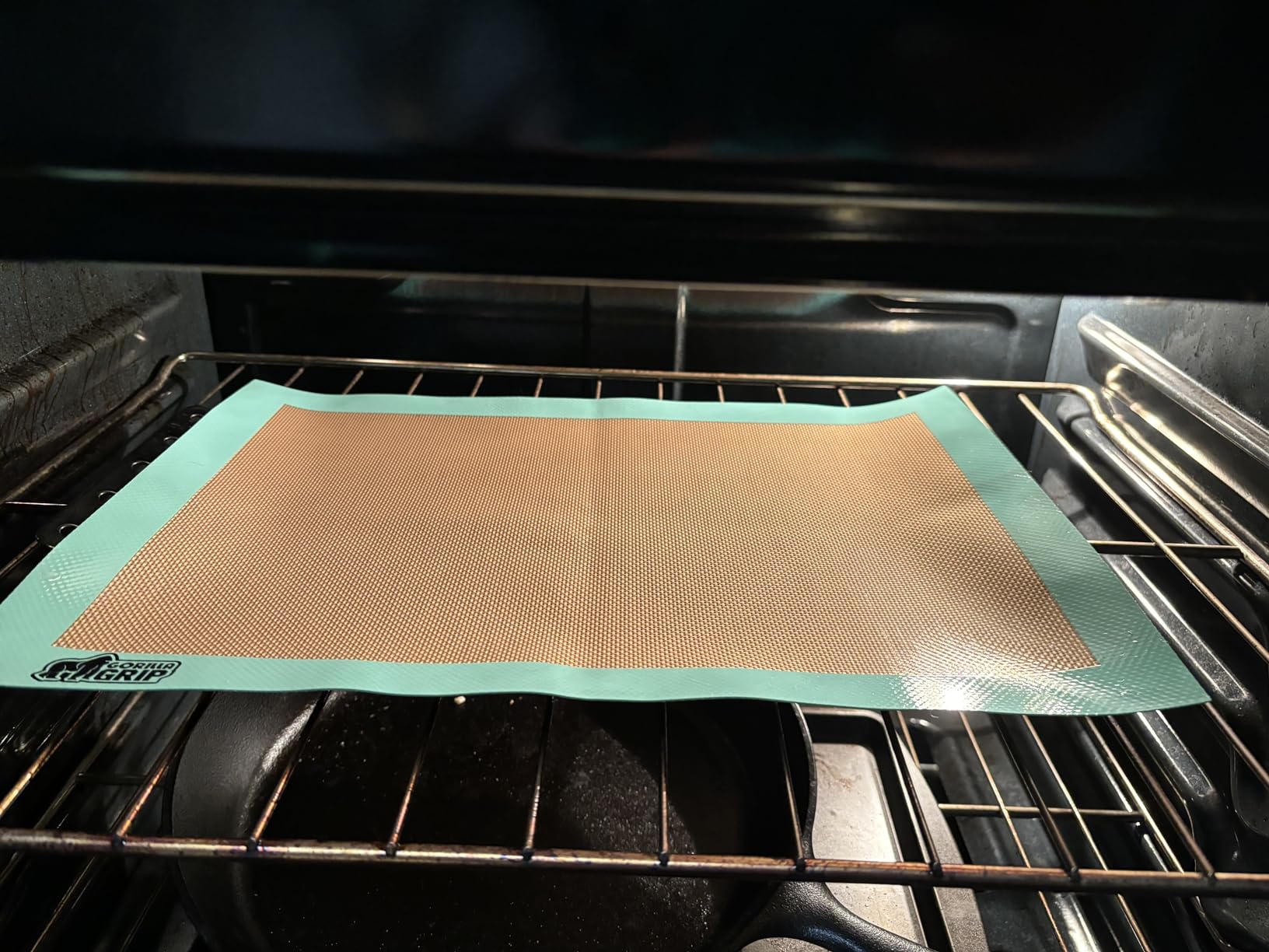 GORILLA GRIP BPA-Free Reusable Nonstick Silicone Baking Mat, 16.5x11.87, Half Sheet 2PK, Oven Safe Cookie Sheet Liners, Up to 500 Degrees, No Mess Easy Clean Pastry Mats, Kitchen Essentials, Mint customer photo 1