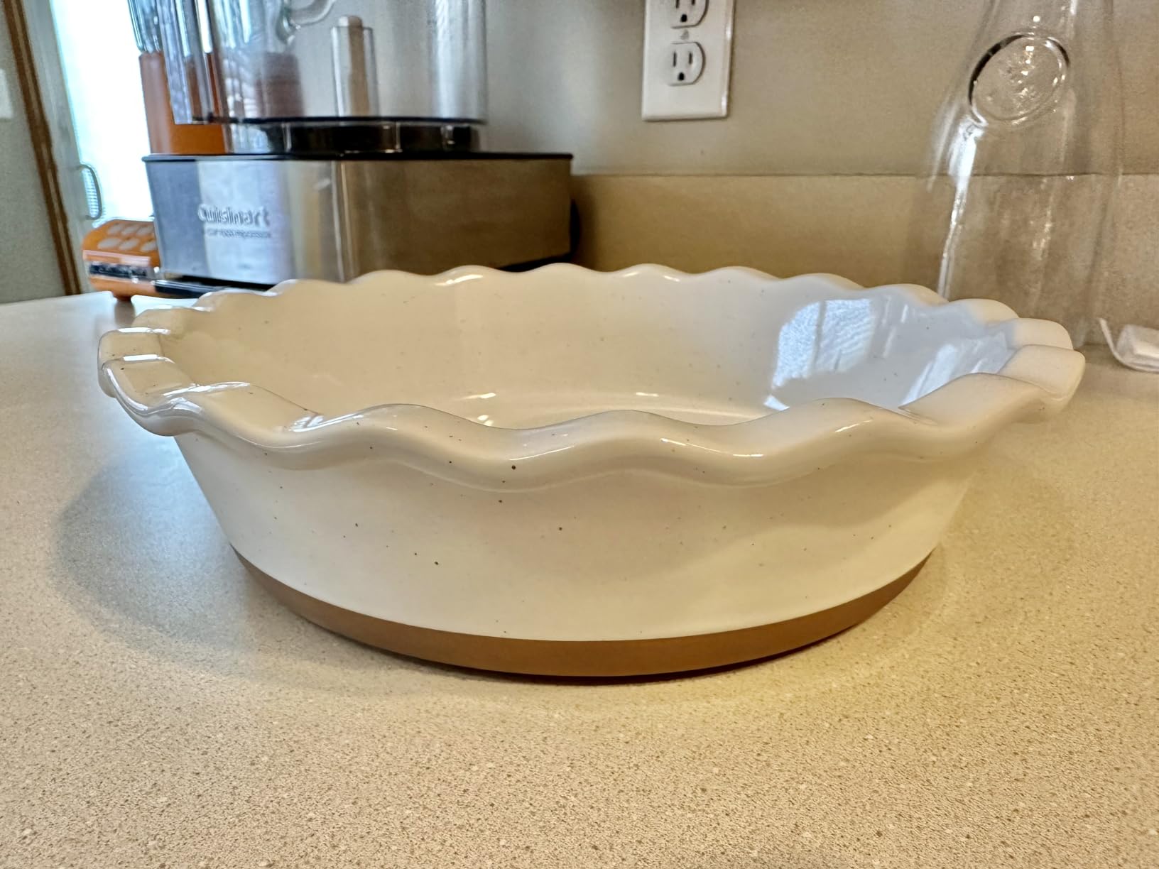 Mora Ceramic Deep Fluted Pie Dish for Baking - 9 inch Porcelain Pie Plate for Apple, Quiche, Pot Pies, Tart, etc. - Modern Farmhouse Style - Vanilla White customer photo 2