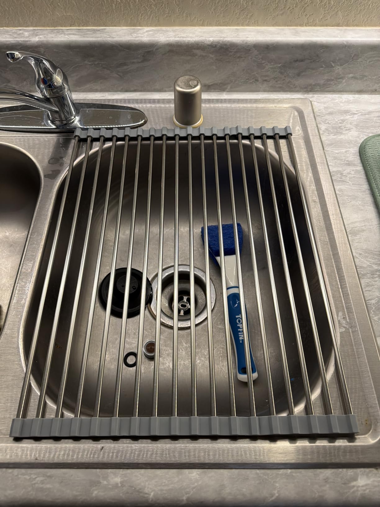 Over The Sink Dish Drying Rack, Roll Up Dish Drying Rack Kitchen Dish Rack Stainless Steel Sink Drying Rack, Foldable Dish Drainer, 17.5''x11.8'' customer photo 1