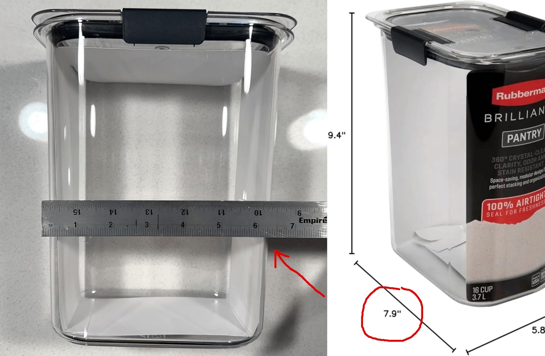 Rubbermaid Brilliance BPA-Free Food Storage Containers with Lids Airtight Kitchen and Pantry Organization Set Includes 3 Containers and Scoops Clear 16 cups customer photo 2