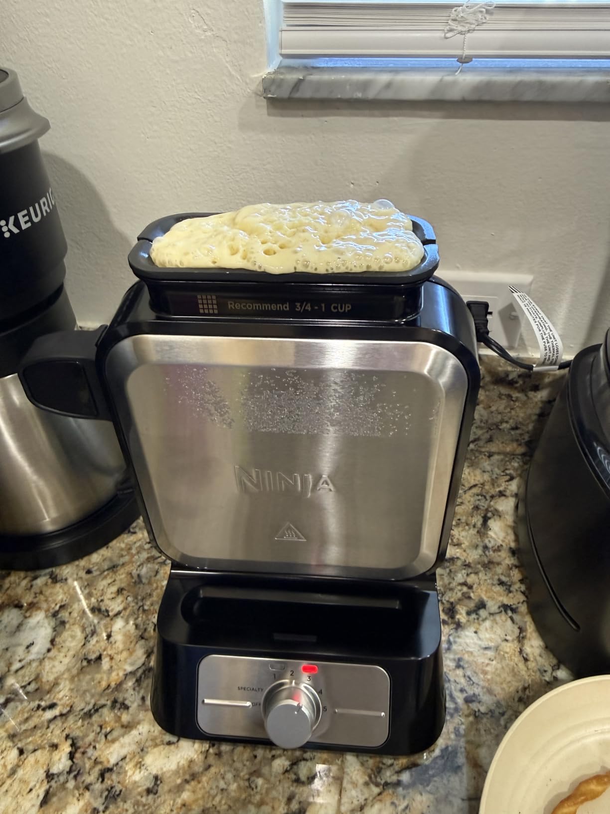 Ninja Belgian Waffle Maker Pro | Vertical Design | 5 Shade Settings with Precision-Pour Cup & Chef-curated Recipe Guide | Black & Silver | BW1001 customer photo 1