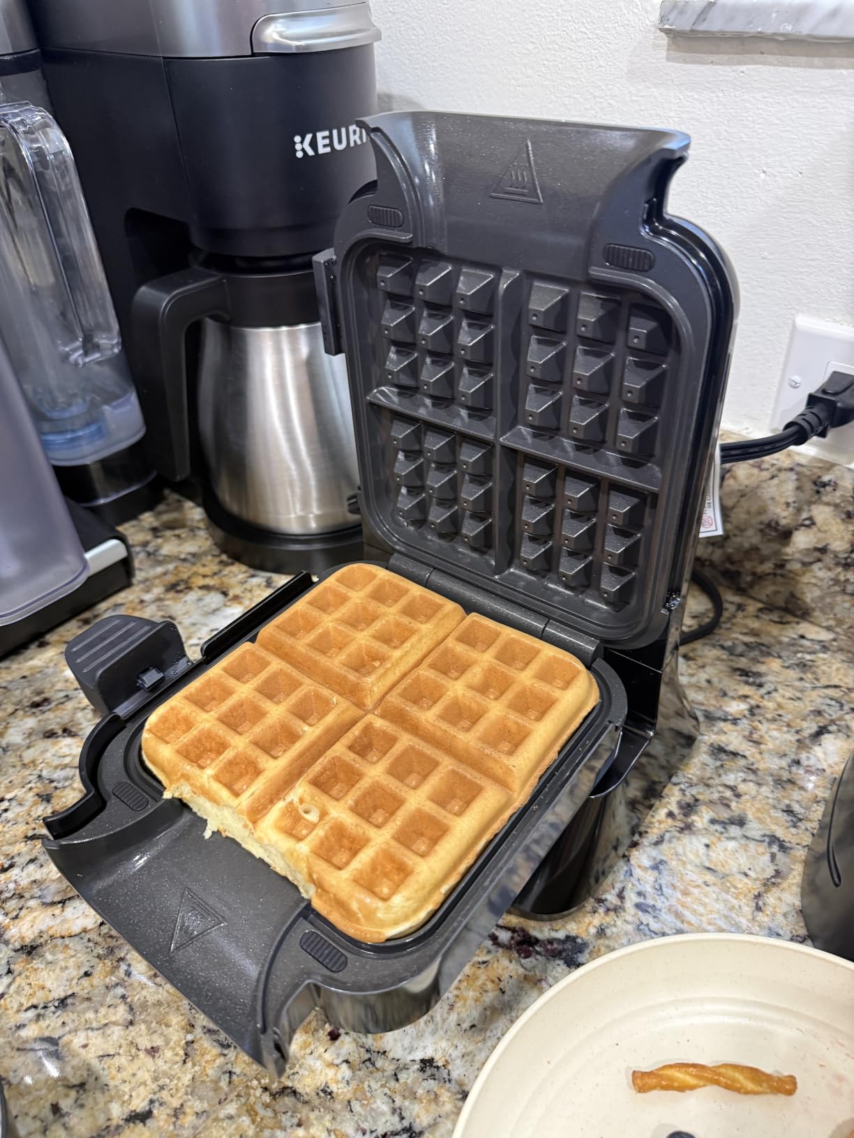 Ninja Belgian Waffle Maker Pro | Vertical Design | 5 Shade Settings with Precision-Pour Cup & Chef-curated Recipe Guide | Black & Silver | BW1001 customer photo 2