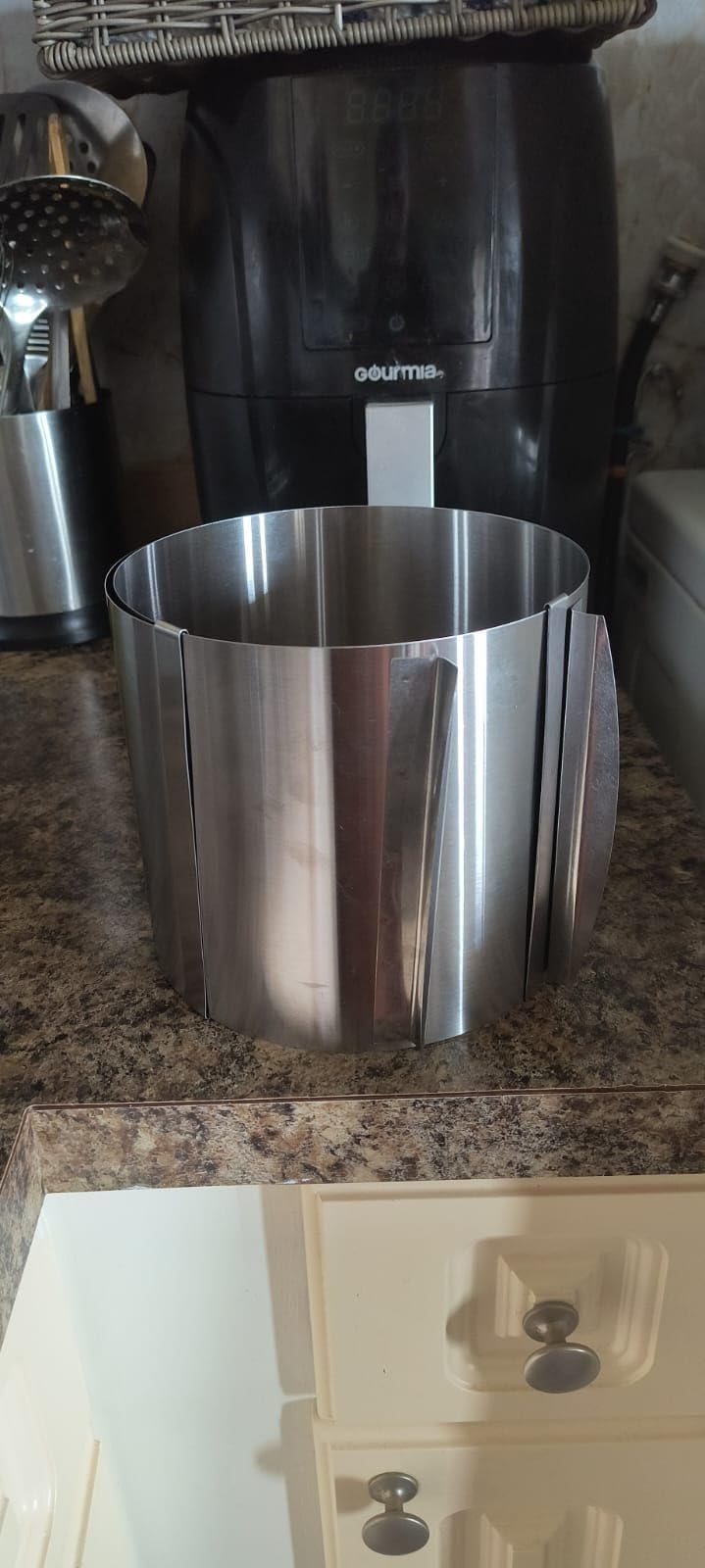 Stainless Steel Cake Ring High 5.9 Inch, Adjustable Diameter 6 to 12 Inch, Stable Baking Ring Bakeware Tool with Precise Scaling Inside customer photo 2