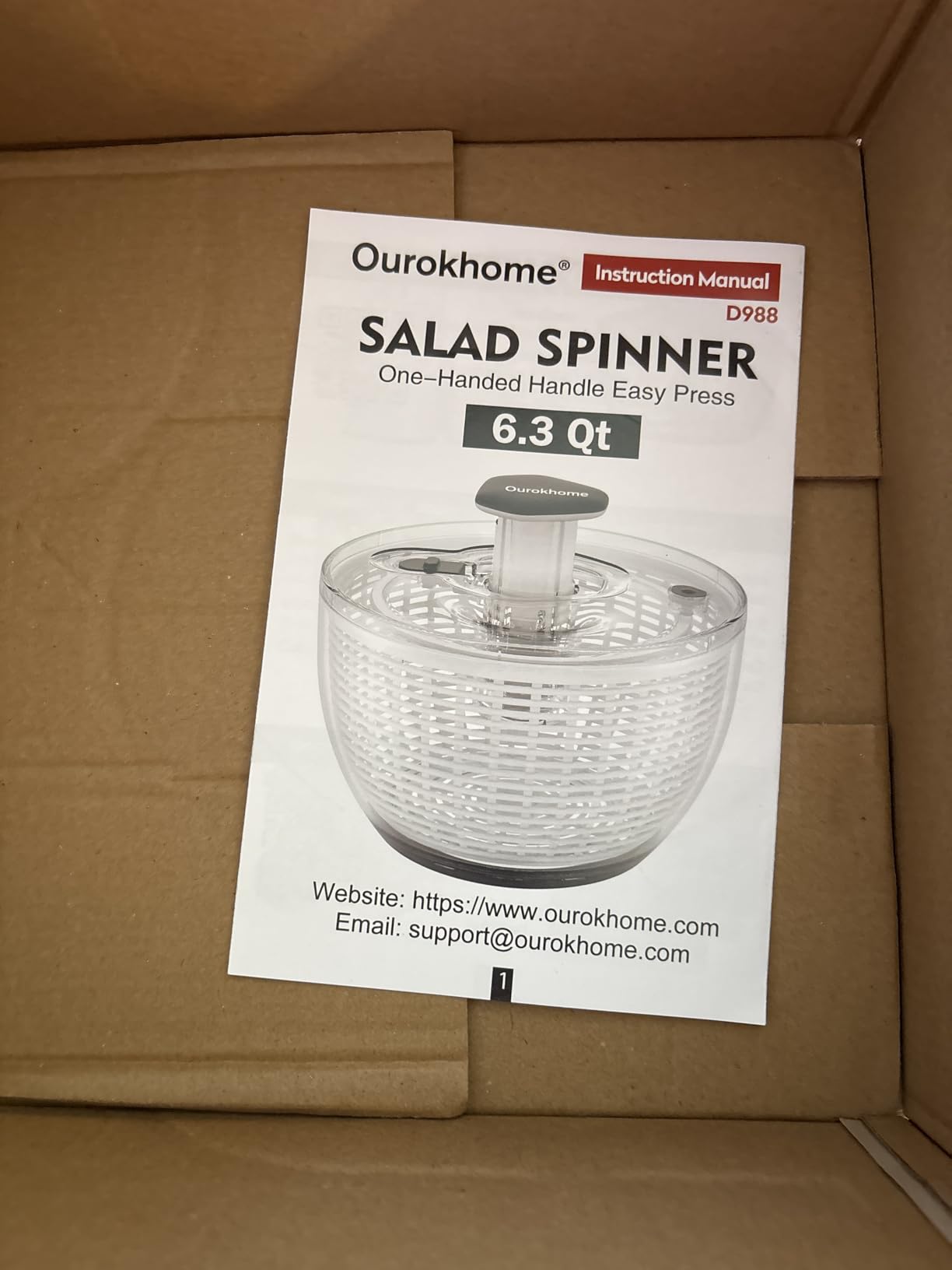 Ourokhome 6.3 QT Salad Spinner with Fully Removable Lid, Large Lettuce Dryer with One-Hand Press Pump, Instant Stop Brake Button and Retractable Handle, Vegetable Washer & Spinner for Greens and Herbs customer photo 1