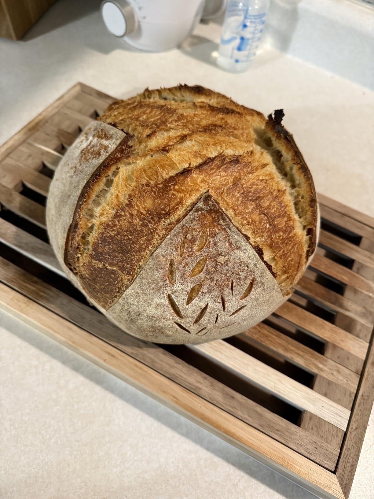 Wood Bread Cutting Board with Crumb Catcher Tray, 2-in-1 Serving Tray | Removable Slatted Top Bread Board with Handles for Slicing Homemade Loaves, Sourdough, Baguettes, Pastries and Breakfast customer photo 2