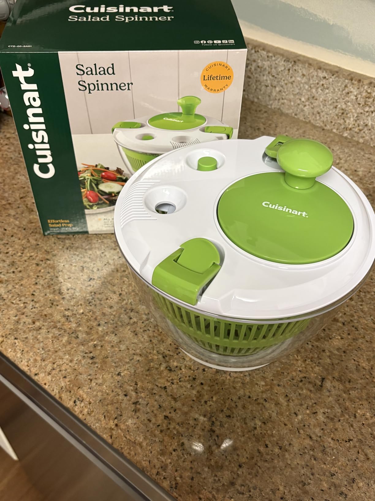 Cuisinart Large Spin Stop, 5qt, CTG-00-SAS1 Salad Spinner, 5 Quart, Green & White customer photo 2