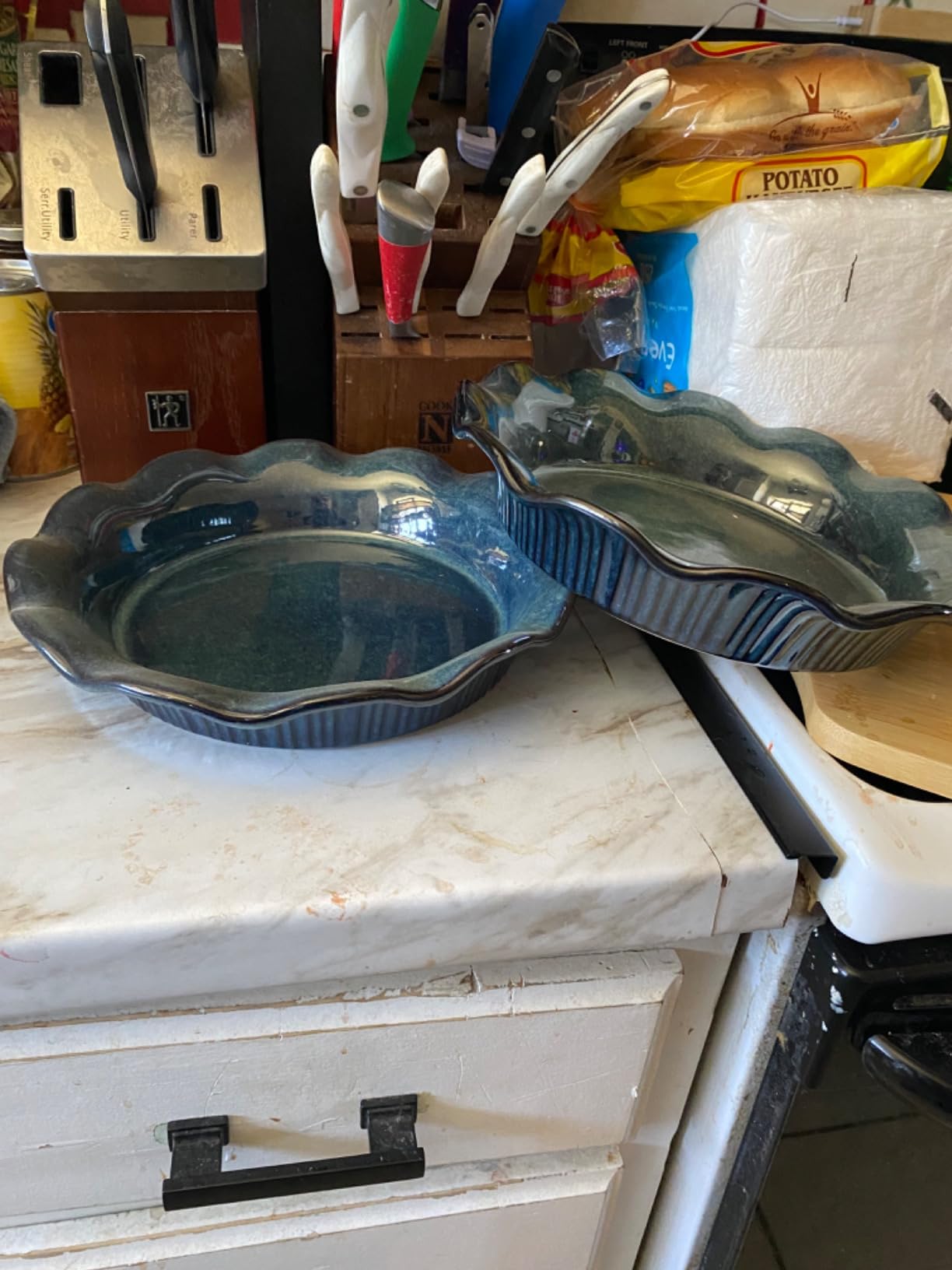vancasso Ceramic Pie Pan for Baking, 9 inch Deep Pie Plates for Apple Pie, Pot Pie, Tart and Quiche, Reactive Glaze Fluted Pie Pans, Large Pie Dish with Ruffled Edge, Blue, STERN Series customer photo 1