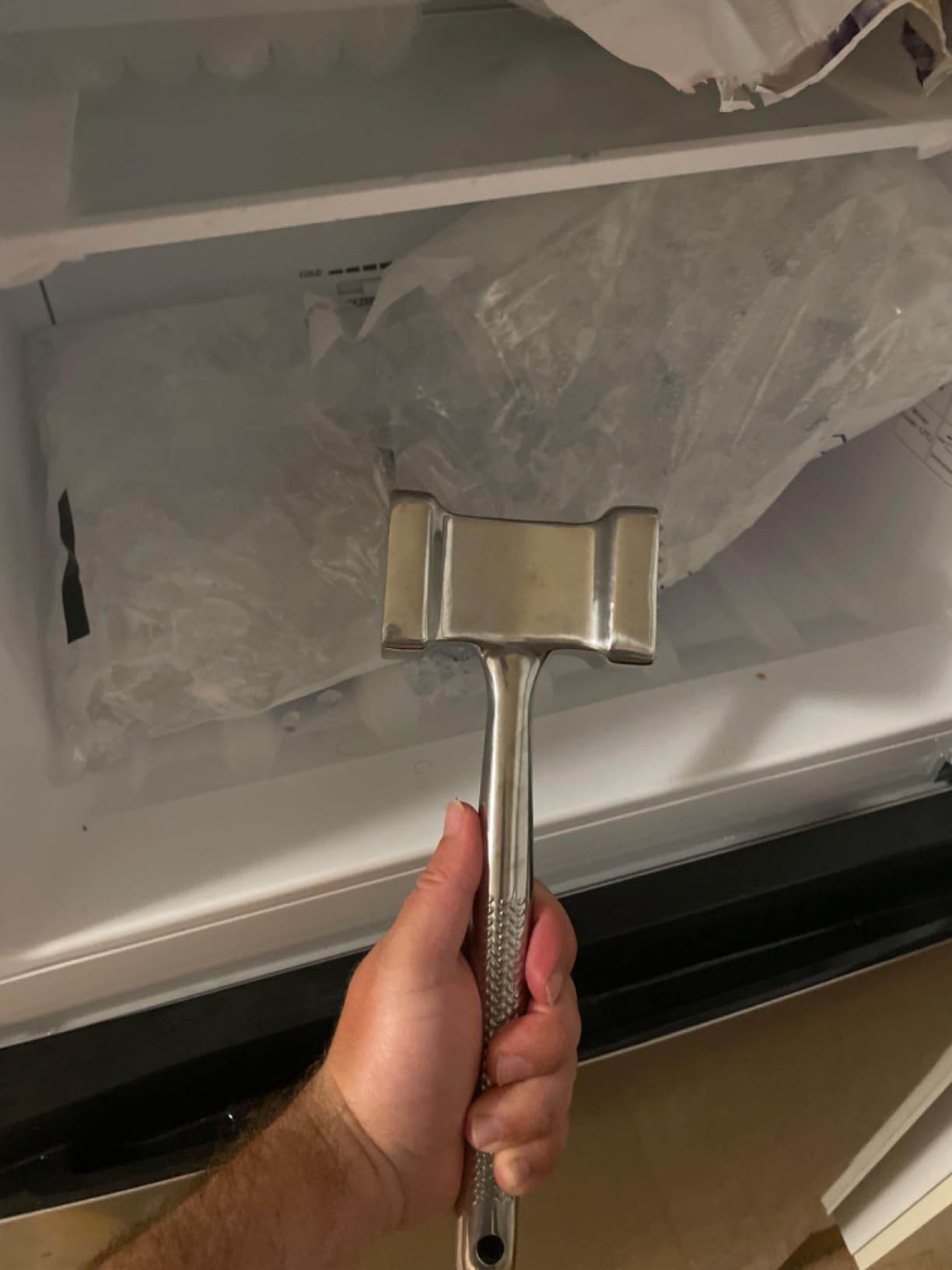 Stainless Steel Meat Mallet Hammer Tenderizer, Textured Grip Meat Mallet Tenderizer, 1.1lb Single-Piece Chicken Pounder, Large Surface Meat Tenderizer Tool, 5-Year Warranty customer photo 2