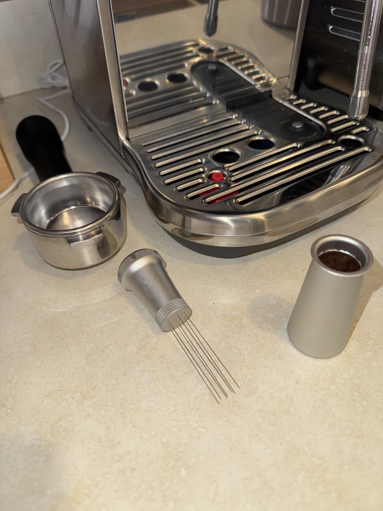 Nessus WDT Espresso Distribution Tool, Espresso Accessories with Built-in Cleaning Brush, 0.35mm 10 Needle Distributor and Extra 10 Needles for Espresso Stirrer, Aluminum Handle with Stand for Barista customer photo 1