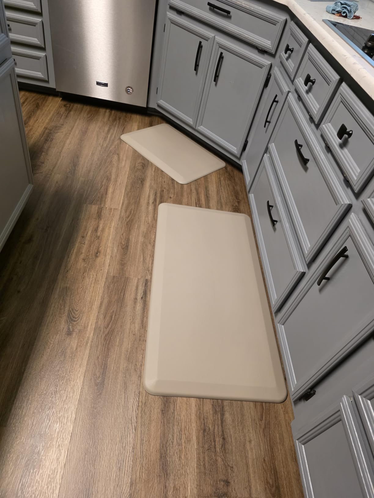 GORILLA GRIP Comfortable Cushioned Kitchen Mats for Floor, 58x20, Waterproof and Stain Resistant Soft Top, 3/4 Inch Thick Ergonomic Standing Desk Anti Fatigue Mat, Foam Supports Ankles and Feet, Navy customer photo 2