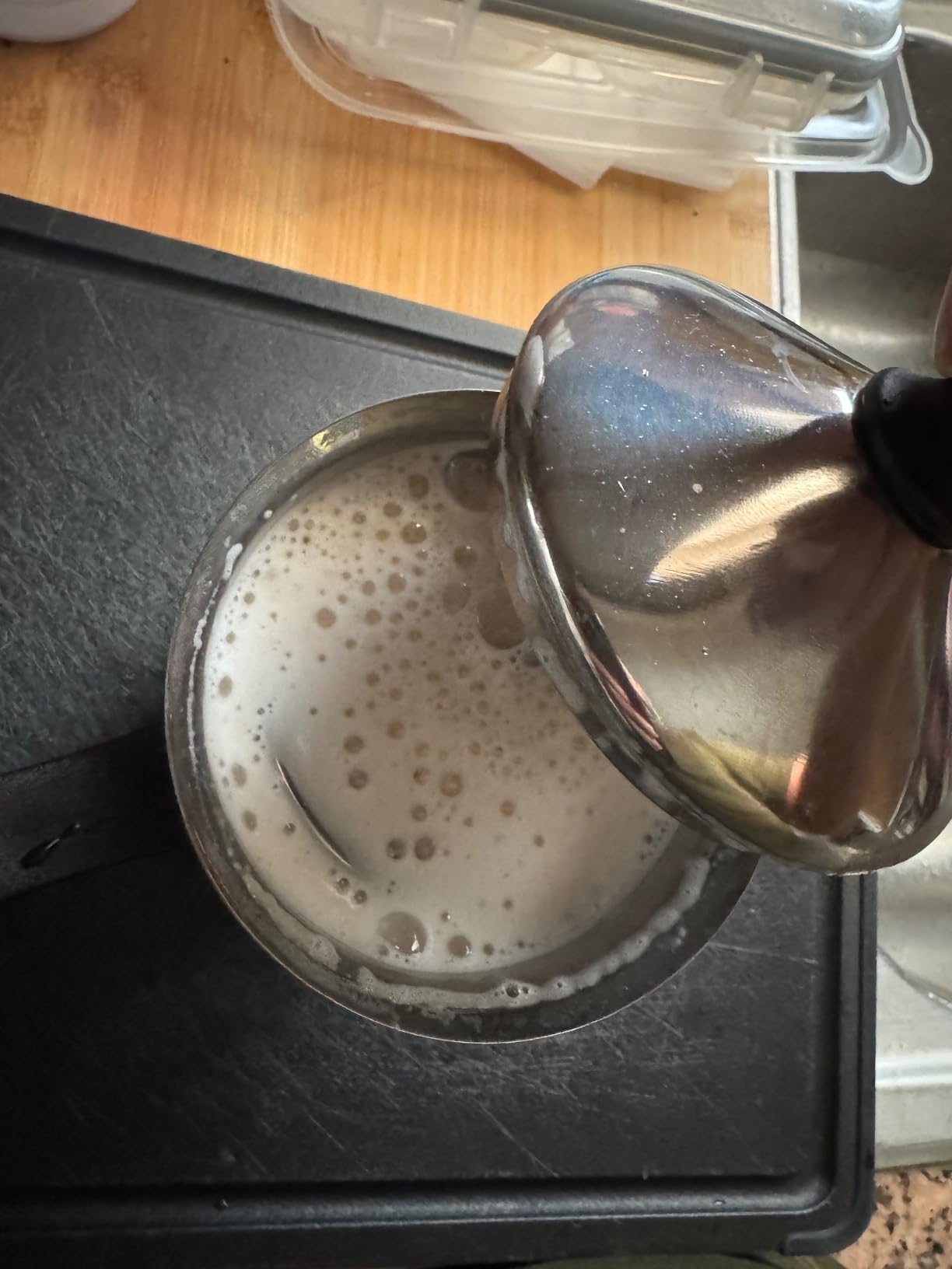MERMOO YILAN Stovetop Milk Frother 14oz (400ml) Non Electric，Easy to Clean, Can Warm Milk Directly, Also for Cold milk, Make Creamer Milk, For Latte, Cappuccinos, Perfect for Camping, Travel, Home customer photo 2