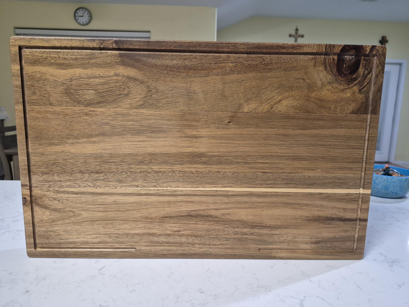 Acacia Wood Cutting Board for Kitchen, Thick Non Toxic Butcher Block | Hard Wood Edge Grain With Juice Groove 16