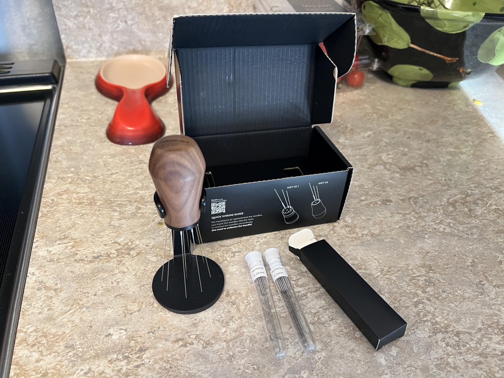 Normcore WDT Distribution Tool with Stand V3, Weiss Distribution Technique, 9 Prong Needle Espresso Stirrer, American Walnut Wood Handle customer photo 1