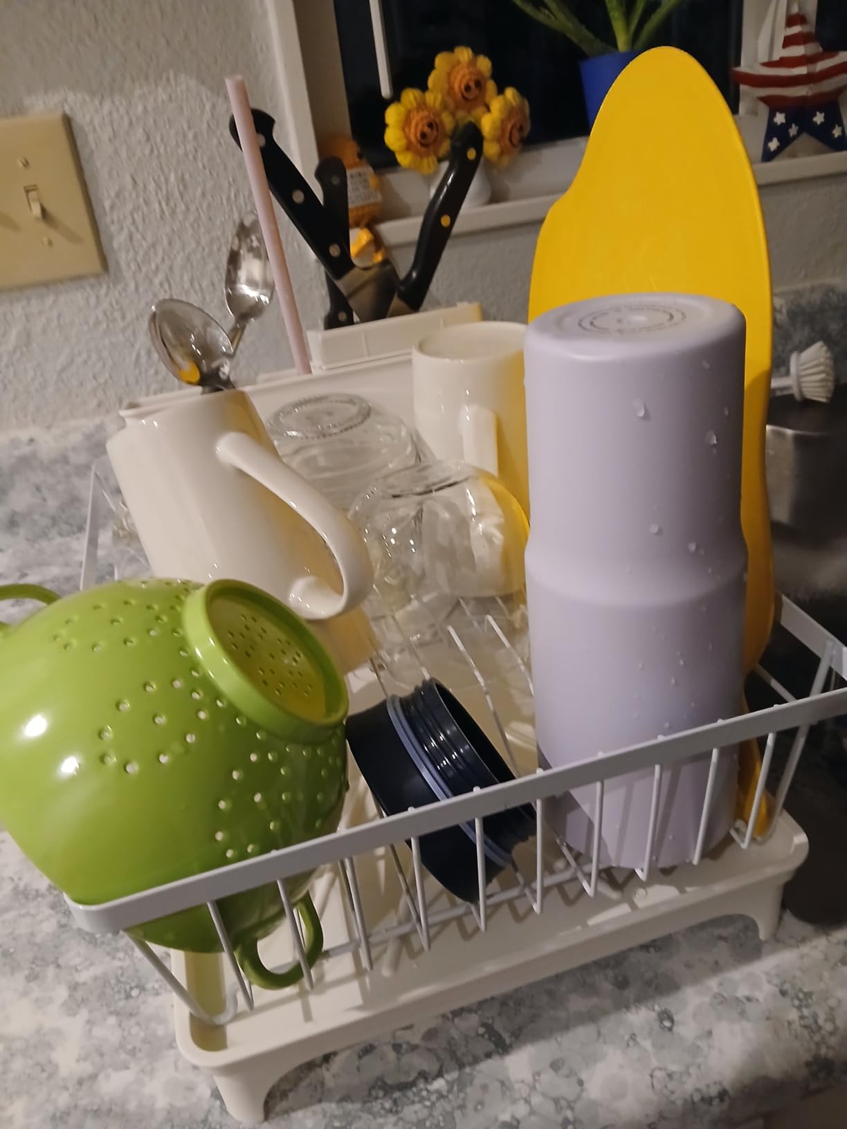 Kmiectse Dish Drying Rack for Small Kitchen Counter with Utensil Holder | Space Saving, Rust Resistant, Quick Drainage Dish Rack, Compact Dish Drainer Organizer for Home Kitchen, Black customer photo 1