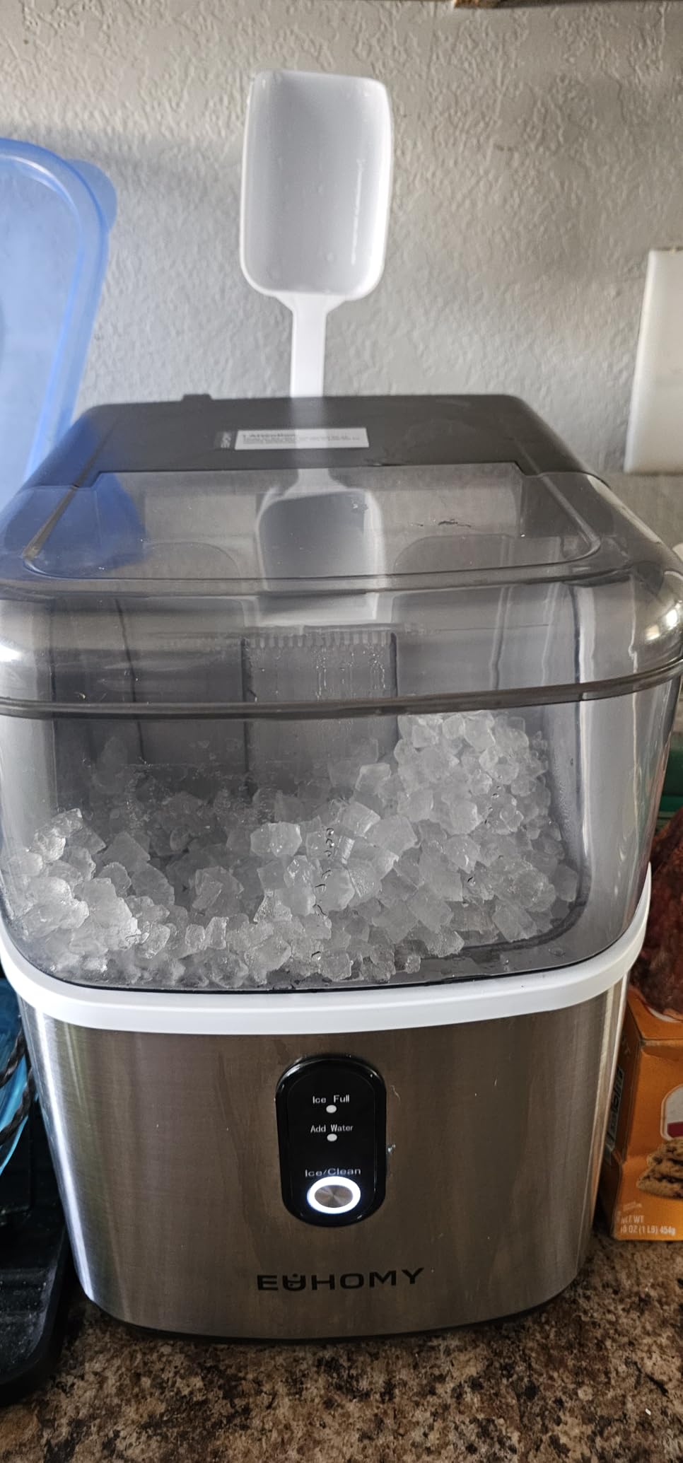 EUHOMY Nugget Ice Maker Countertop, Ready in 7 Mins, 35Lbs/24H Pebble Ice Maker Machine, Self-Cleaning Countertop Sonic Ice Makers with Ice Scoop&Basket, Pellet Ice Maker for Home, Stainless Steel customer photo 1