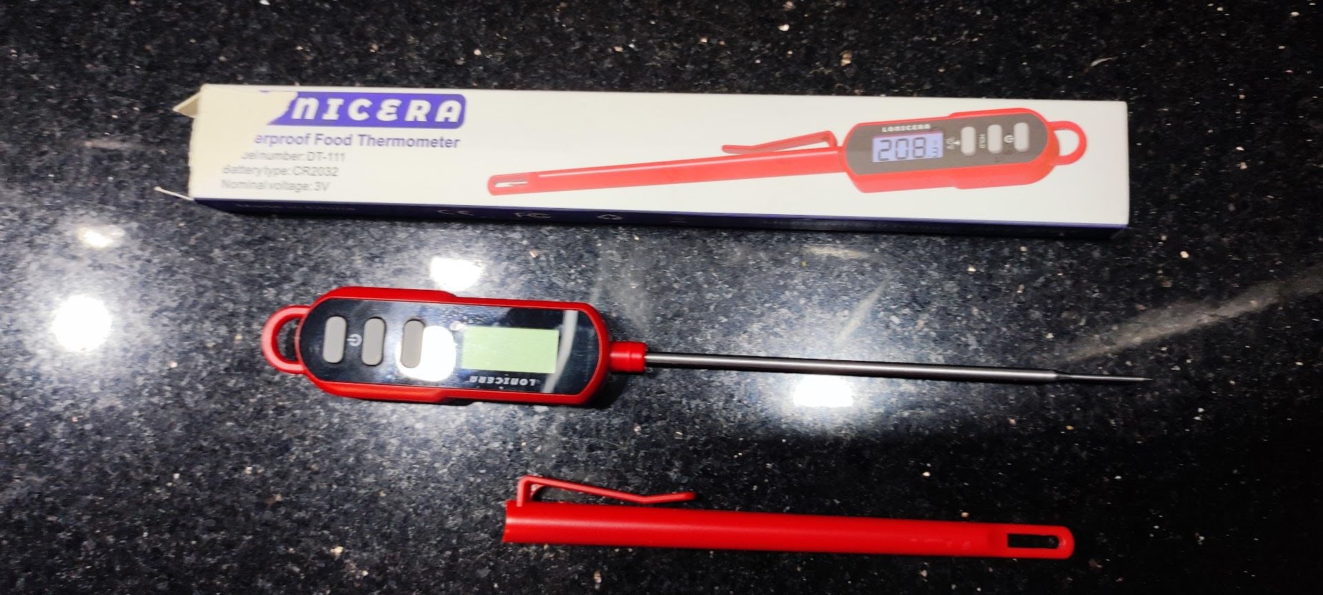 LONICERA Digital Candy Thermometer with Pot Clip, 11-Inch Probe, Red | 2-3 second instant read, IPX6 waterproof, backlit display, extra-long probe, for candy making, deep frying, oil and meat customer photo 2