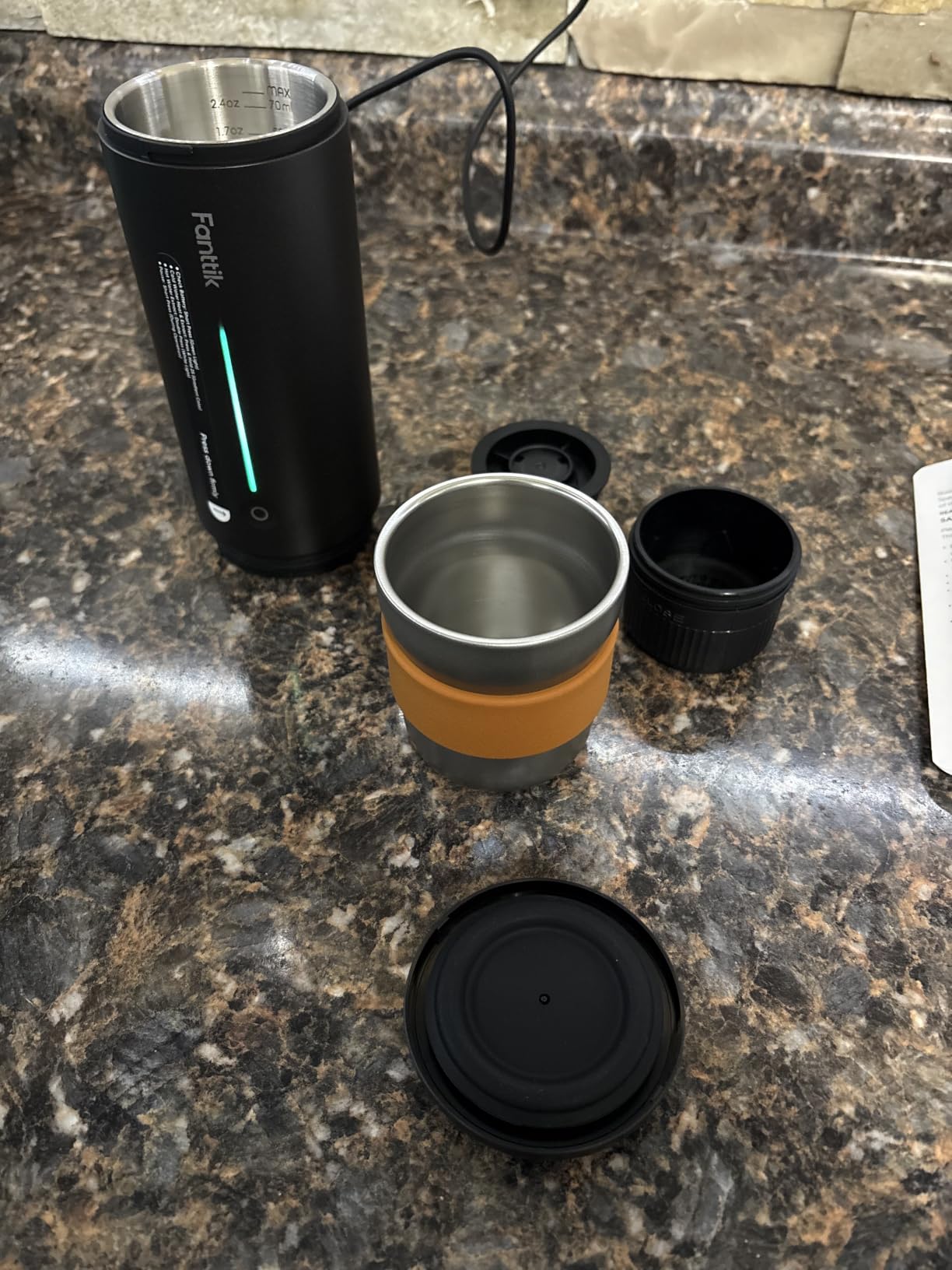 Fanttik Cafein 11 Portable Espresso Maker, 20 Bar Coffee machine with USB-C | Portable&Compact, 135s Rapid Heating, Golden-Cup Extraction, IP65, 4500mAh*3, Travel, Fishing, Hiking, Party, Gym,Office customer photo 2