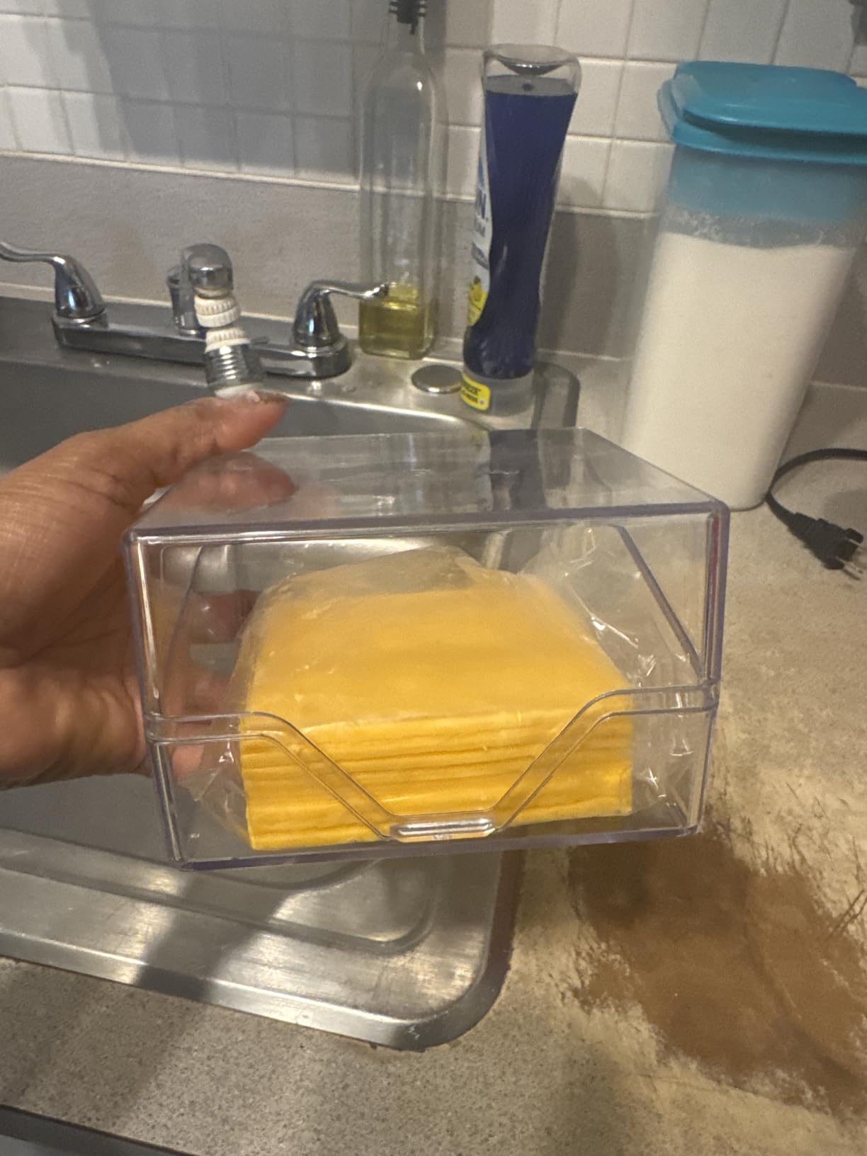Pikanty American Cheese Slice Container for Refrigerator - Large Clear Plastic Holder Fits 24 Kraft or Sargento Singles, Sliced Cheese Keeper with Hinged Lid, Dishwasher Safe, Made in USA customer photo 1