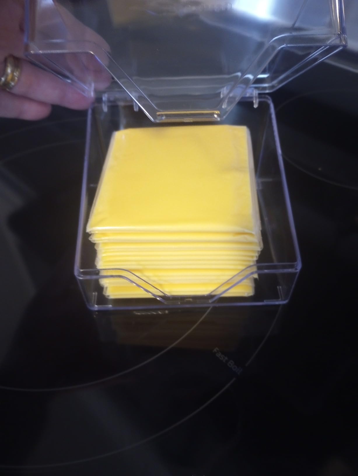 Pikanty American Cheese Slice Container for Refrigerator - Large Clear Plastic Holder Fits 24 Kraft or Sargento Singles, Sliced Cheese Keeper with Hinged Lid, Dishwasher Safe, Made in USA customer photo 2